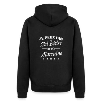 Ich kann nicht, ich bin dumm mit Patentante - Unisex Premium Bio Zip Hoodie - Schwarz - Hinten - Nico (187cm)