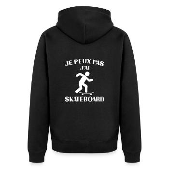 Je peux pas j'ai skate humour cadeau - Veste à capuche bio Premium Unisexe - noir - Dos - Nico (187cm)