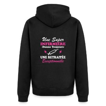Pensionierte Krankenschwester Humor Ruhestandsgeschenk - Unisex Premium Bio Zip Hoodie - Schwarz - Hinten - Nico (187cm)