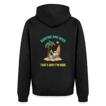 Surf et bière Noël Surfeurs - Veste à capuche bio Premium Unisexe - noir - Dos - Nico (187cm)