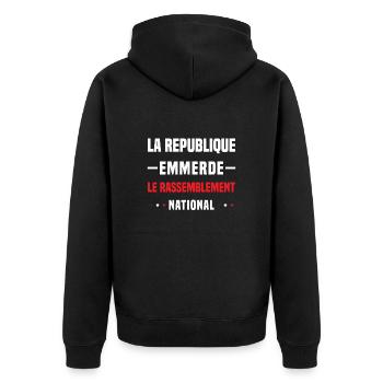 la republique emmerde le rassemblement national - Veste à capuche bio Premium Unisexe - noir - Dos - Nico (187cm)