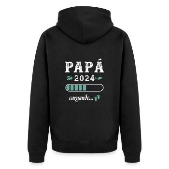 Papa 2024 Loading Geschenk Zukunft Vater - Unisex Premium Bio Zip Hoodie - Schwarz - Hinten - Nico (187cm)