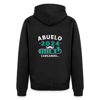 Opa 2024 Wird geladen - Unisex Premium Bio Zip Hoodie - Schwarz - Hinten - Nico (187cm)