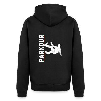 Parkour Free Runner Free Running - Unisex Premium Organic Zip Hoodie - black - Back - Nico (187cm)