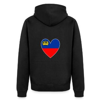 Liechtenstein Drapeau Coeur Art Voyage Vacances - Veste à capuche bio Premium Unisexe - noir - Dos - Nico (187cm)