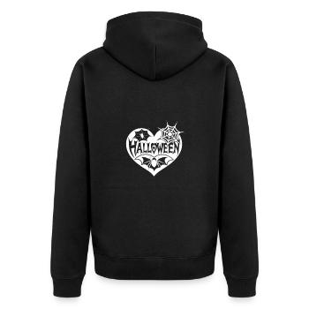 Halloween Herz Kürbis Herbst - Unisex Premium Bio Zip Hoodie - Schwarz - Hinten - Nico (187cm)
