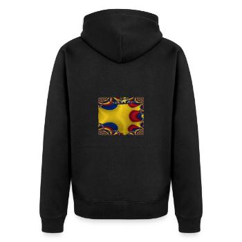 Rumänien Flagge Bukarest - Unisex Premium Bio Zip Hoodie - Schwarz - Hinten - Nico (187cm)