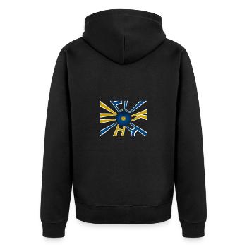 Ukraine Flag Kiev - Unisex Premium Organic Zip Hoodie - black - Back - Nico (187cm)