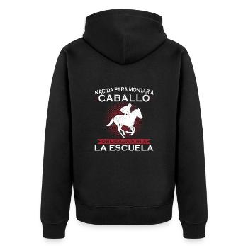 Born to ride, forced to go to school - Unisex Premium Organic Zip Hoodie - black - Back - Nico (187cm)