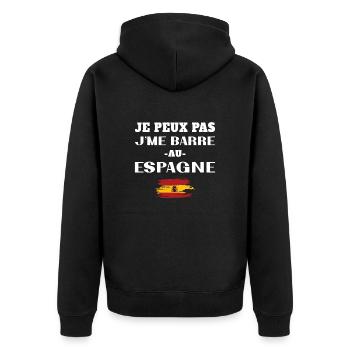 I can't I leave in Spain - Unisex Premium Organic Zip Hoodie - black - Back - Nico (187cm)