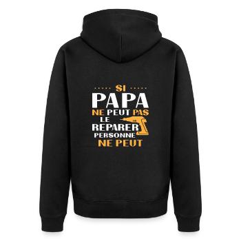 Papa Bricoleur Si Papa Ne Peut Pas Le Réparer - Veste à capuche bio Premium Unisexe - noir - Dos - Nico (187cm)