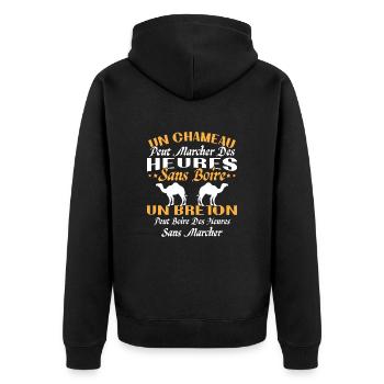 Breton can drink for hours without walking - Unisex Premium Organic Zip Hoodie - black - Back - Nico (187cm)