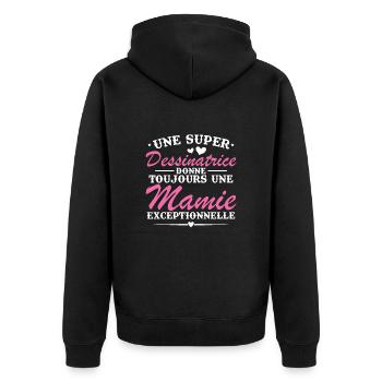Dessinatrice donne toujours mamie exceptionnelle - Veste à capuche bio Premium Unisexe - noir - Dos - Nico (187cm)