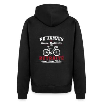 Ein Rentner auf seinem Fahrrad Humor Radfahren Ruhestand - Unisex Premium Bio Zip Hoodie - Schwarz - Hinten - Nico (187cm)