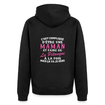 Maman et pétanque - Veste à capuche bio Premium Unisexe - noir - Dos - Nico (187cm)