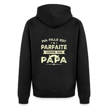 Meine Tochter ist perfekt wie ihr Papa Humor Geschenk - Unisex Premium Bio Zip Hoodie - Schwarz - Hinten - Nico (187cm)
