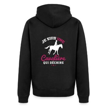 Ich bin ein Reiter, der Geschenke zerreißt - Unisex Premium Bio Zip Hoodie - Schwarz - Hinten - Nico (187cm)