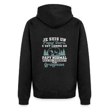 Je suis un papy ours grognon cadeau humour papy - Veste à capuche bio Premium Unisexe - noir - Dos - Nico (187cm)