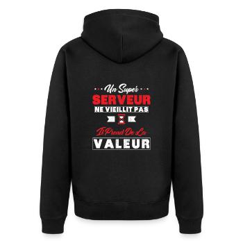 A Super Server does not age as a gift Server - Unisex Premium Organic Zip Hoodie - black - Back - Nico (187cm)