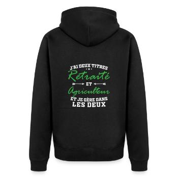 J ai deux titres retraité et agriculteur - Veste à capuche bio Premium Unisexe - noir - Dos - Nico (187cm)
