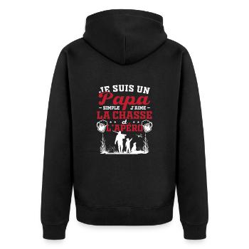 Papa Simple J'aime La Chasse et l'Apéro - Veste à capuche bio Premium Unisexe - noir - Dos - Nico (187cm)