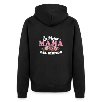 Das beste Muttertagsgeschenk der Welt - Unisex Premium Bio Zip Hoodie - Schwarz - Hinten - Nico (187cm)