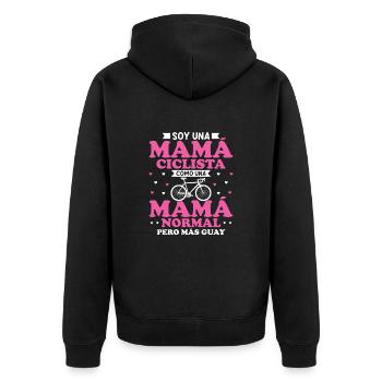 Ich bin eine Fahrrad-Mama wie eine normale Mutter - Unisex Premium Bio Zip Hoodie - Schwarz - Hinten - Nico (187cm)