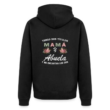 Mama und Oma Muttertagsgeschenk - Unisex Premium Bio Zip Hoodie - Schwarz - Hinten - Nico (187cm)