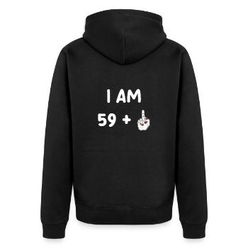 60th Birthday for Funny Woman - Unisex Premium Organic Zip Hoodie - black - Back - Nico (187cm)