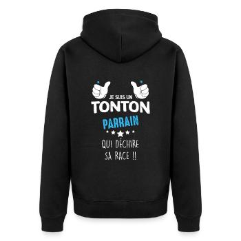 Tonton Parrain Le meilleur des Meilleurs - Veste à capuche bio Premium Unisexe - noir - Dos - Nico (187cm)