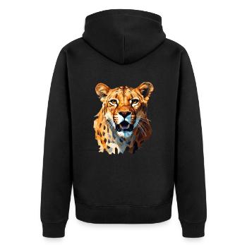 Guépard dans le style polygonal - Veste à capuche bio Premium Unisexe - noir - Dos - Nico (187cm)
