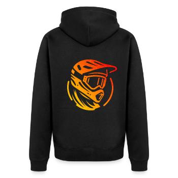 Herren Damen Mountainbike MTB Radfahrer Radfahren - Unisex Premium Bio Zip Hoodie - Schwarz - Hinten - Nico (187cm)