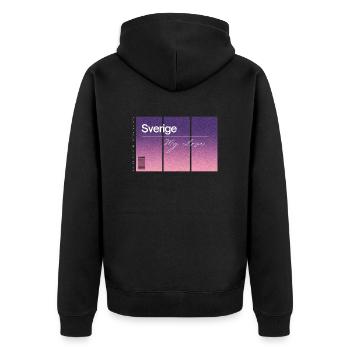 Sverige, my love. Souvenir WITH GPS data - Unisex Premium Organic Zip Hoodie - black - Back - Nico (187cm)