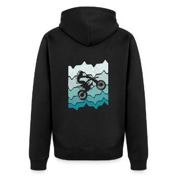 Motocross Dirt Bike Motorrad Retro Moto-Cross - Unisex Premium Bio Zip Hoodie - Schwarz - Hinten - Nico (187cm)