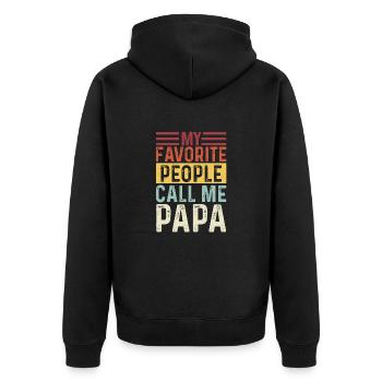 My Favorite People Call Me Papa Vintage Funny Dad - Unisex Premium Organic Zip Hoodie - black - Back - Nico (187cm)