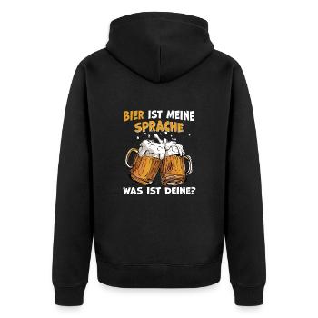 Biertrinker Spruch Bier trinken und Bierliebhaber - Unisex Premium Bio Zip Hoodie - Schwarz - Hinten - Nico (187cm)