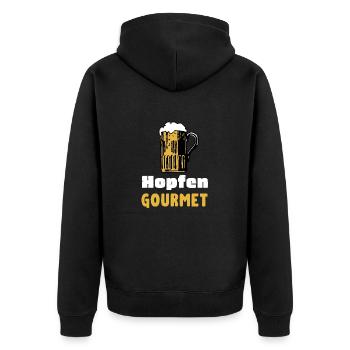 Hopfengourmet Biertrinker und Bierbrauer Brauerei - Unisex Premium Bio Zip Hoodie - Schwarz - Hinten - Nico (187cm)