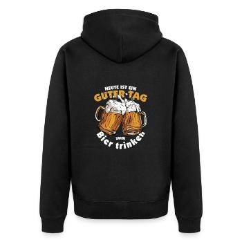 Biertrinker Spruch guter Tag und Bierliebhaber - Unisex Premium Bio Zip Hoodie - Schwarz - Hinten - Nico (187cm)