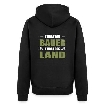 Stirbt Der Bauer Stirbt Das Land Landwirt Demo - Unisex Premium Bio Zip Hoodie - Schwarz - Hinten - Nico (187cm)