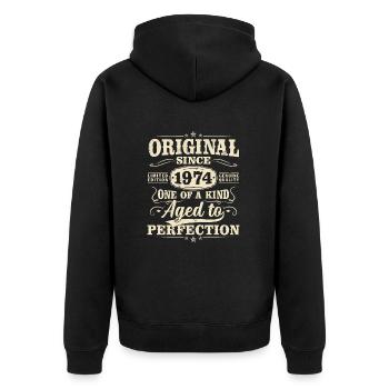 Original depuis 1974 Vintage cadeau d’anniversaire - Veste à capuche bio Premium Unisexe - noir - Dos - Nico (187cm)