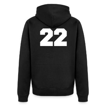 22 Numéro porte-bonheur Numéro d’anniversaire Collegestyle - Veste à capuche bio Premium Unisexe - noir - Dos - Nico (187cm)