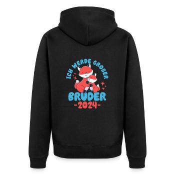 Großer Bruder 2024 Junge Geschwister Geburt - Unisex Premium Bio Zip Hoodie - Schwarz - Hinten - Nico (187cm)
