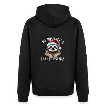 Christmas Sloth We wish you a lazy Christmas - Unisex Premium Organic Zip Hoodie - black - Back - Nico (187cm)