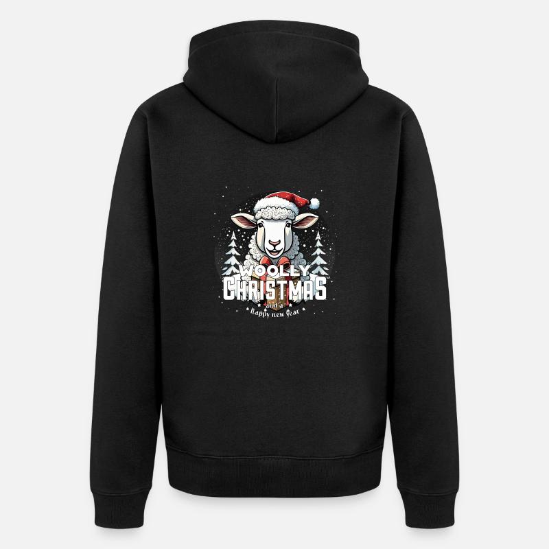Mouton de Noël - Noël laineux - Veste à capuche bio Premium Unisexe - noir