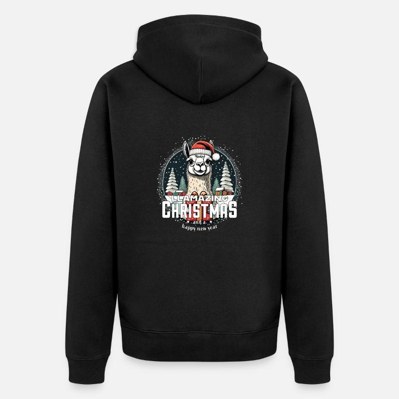 Lama de Noël llincroyable Noël - Veste à capuche bio Premium Unisexe - noir