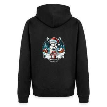 Weihnachtslama Fa La La La Lama Christmas - Unisex Premium Bio Zip Hoodie - Schwarz - Hinten - Nico (187cm)