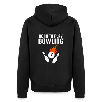 Born to play bowling (Bowlingkugel mit Flammen) - Unisex Premium Organic Zip Hoodie - black - Back - Nico (187cm)
