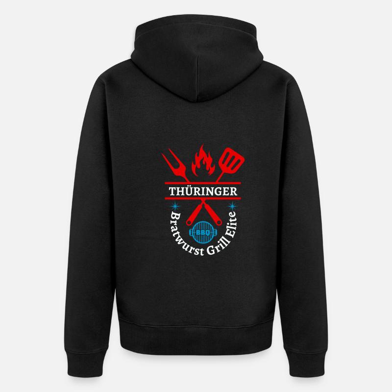 Thüringen-Thüringer Bratwurst Grill Elite - Unisex Premium Bio Zip Hoodie - Schwarz