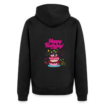 Geburtstag Joyeux anniversaire - Veste à capuche bio Premium Unisexe - noir - Dos - Nico (187cm)