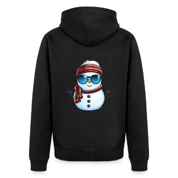 Cooler Schneemann mit Sonnenbrille Winter Design - Unisex Premium Bio Zip Hoodie - Schwarz - Hinten - Nico (187cm)